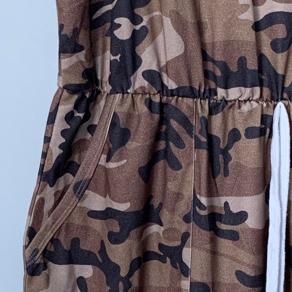 SIZE XL ZESICA JUMPSUIT DRAWSTRING WAIST SLEEVELESS ROMPER BROWN CAMOUFLAGE - Picture 6 of 13